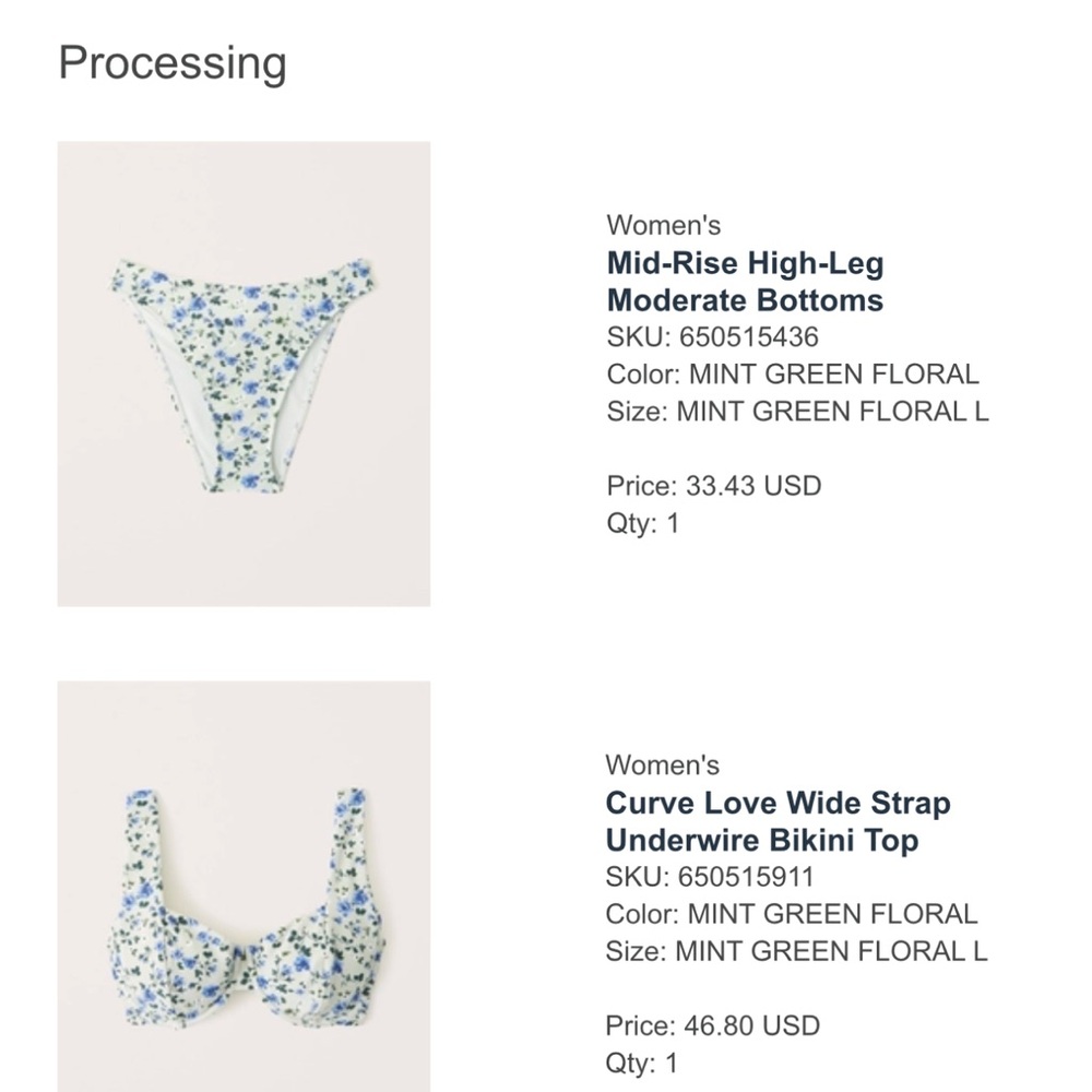 Mint Green Floral Bikini Set